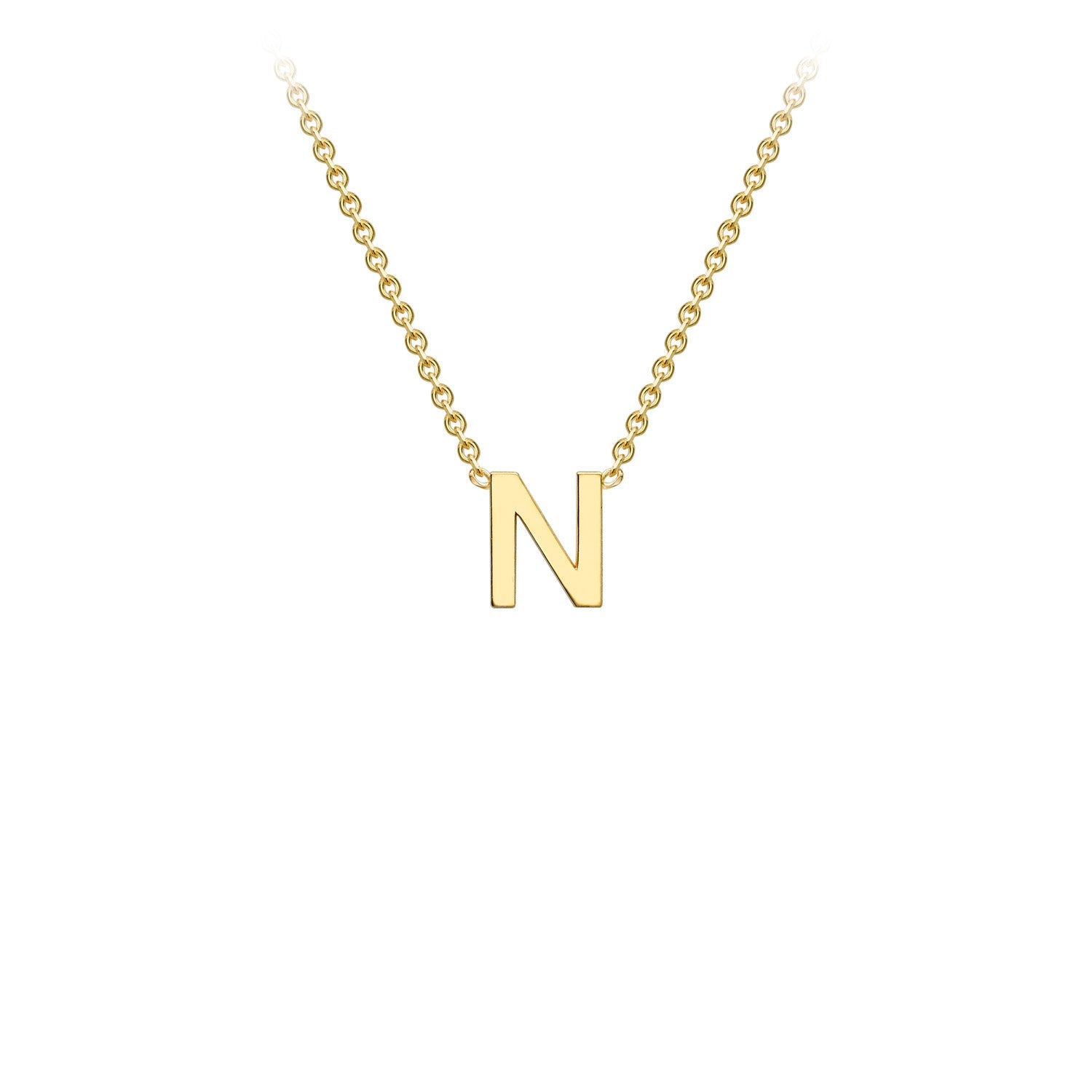 9K Yellow Gold N Initial Necklace Adjustable Personalized Gift 43cm