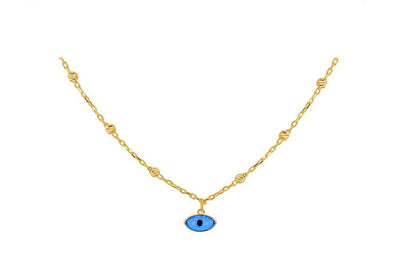 9K Yellow Gold Evil Eye Dc Ball Necklace 41 + 2.5cm