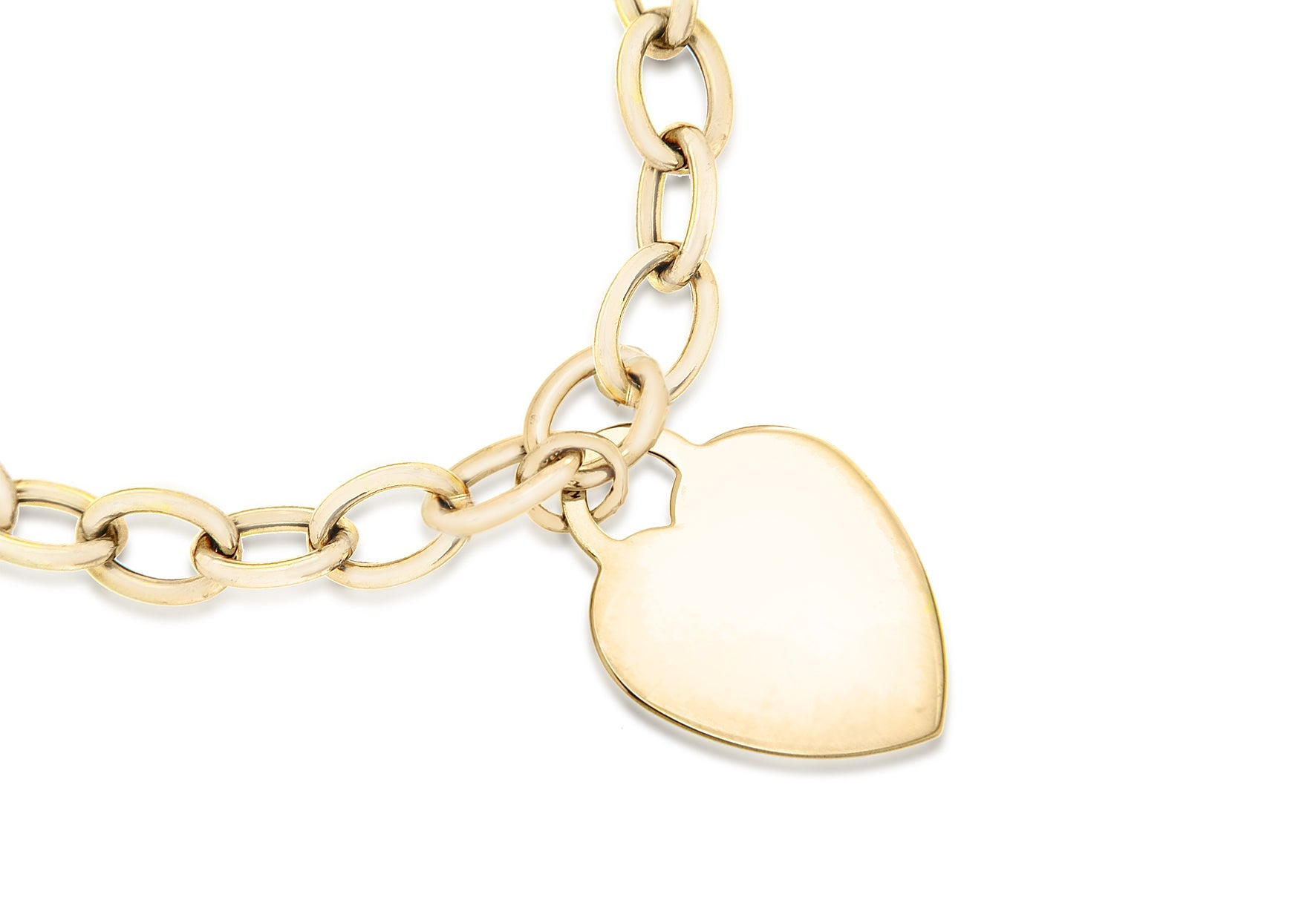 9K Yellow Gold Belcher Bracelet With Heart Tag For Elegant Style