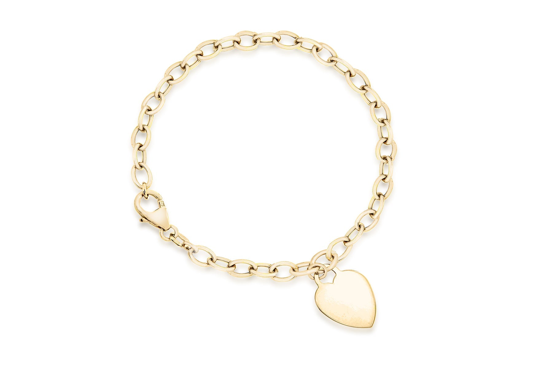 9K Yellow Gold Belcher Bracelet With Heart Tag For Elegant Style