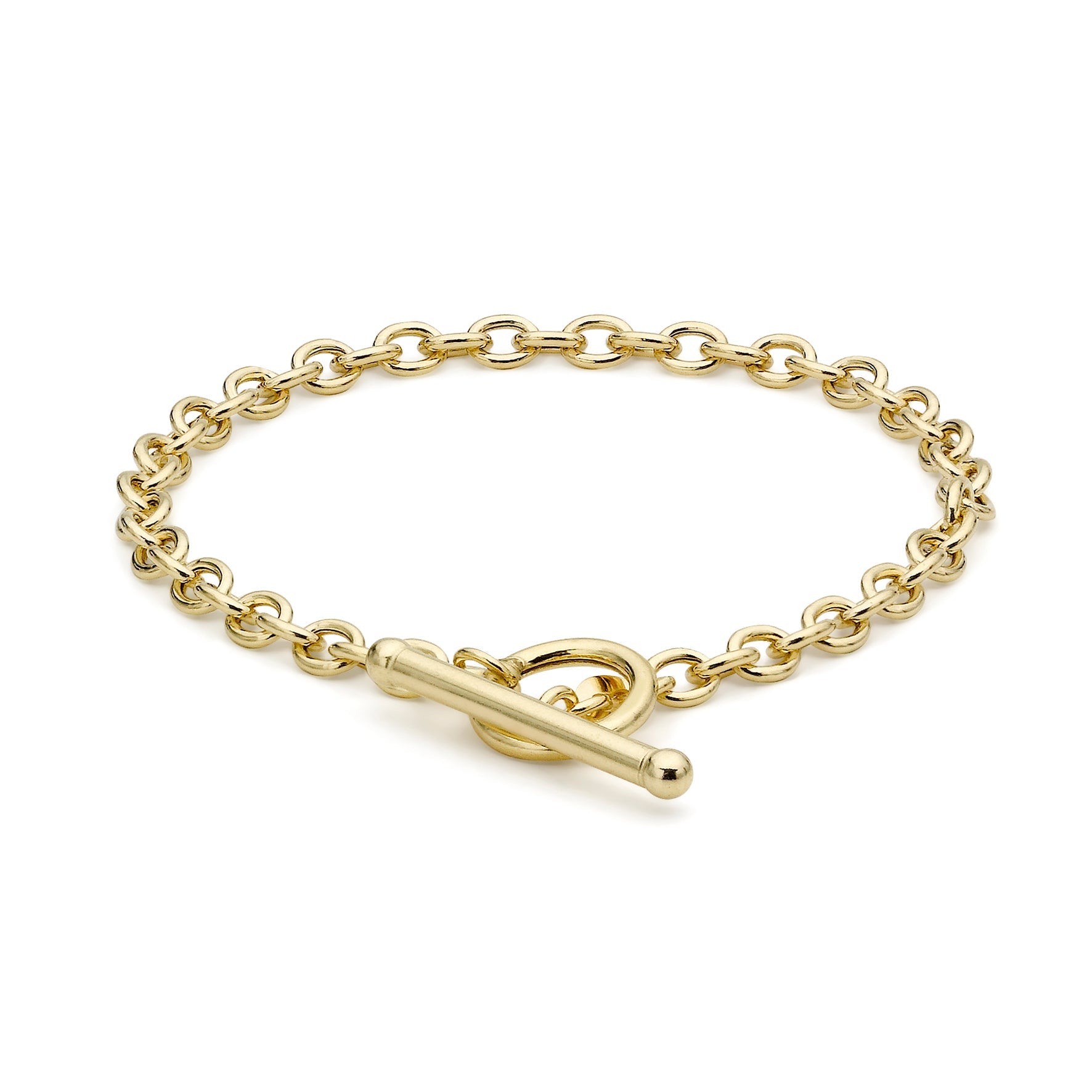 Glow 9K Gold Oval Belcher T-Bar Bracelet 19cm