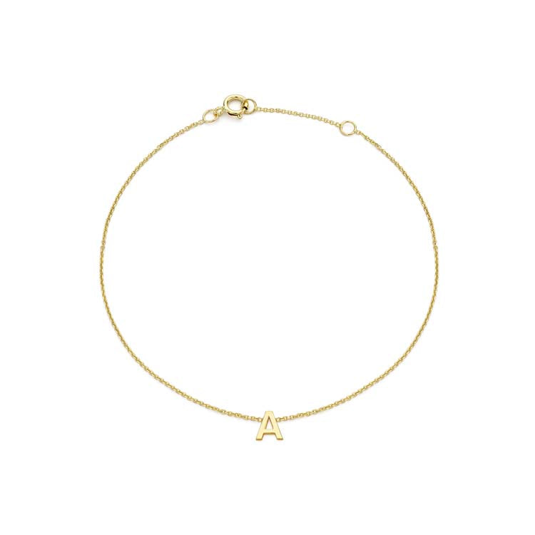 9K Yellow Gold Initial A Bracelet Elegant Adjustable Jewelry Gift