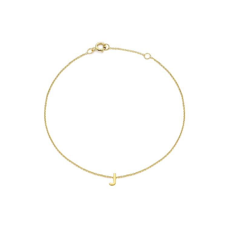 9K Yellow Gold Initial J Bracelet Adjustable Elegant Jewelry Gift