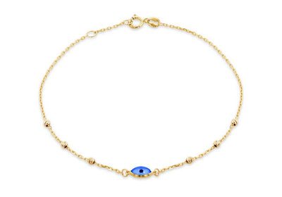9K Yellow Gold Evil Eye Dc Ball Bracelet 19cm