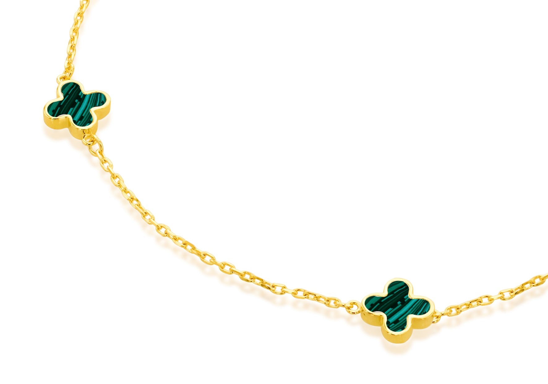 9K Yellow Gold Malachite Petal Bracelet Elegant Contemporary Style