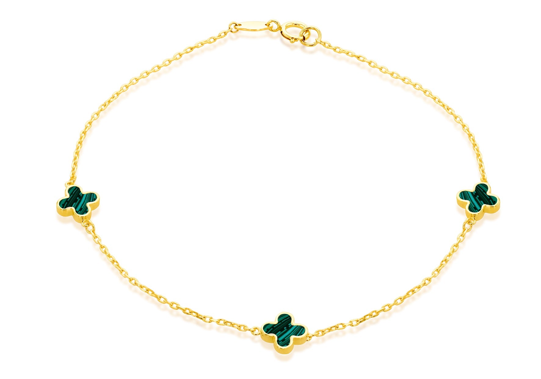 9K Yellow Gold Malachite Petal Bracelet Elegant Contemporary Style
