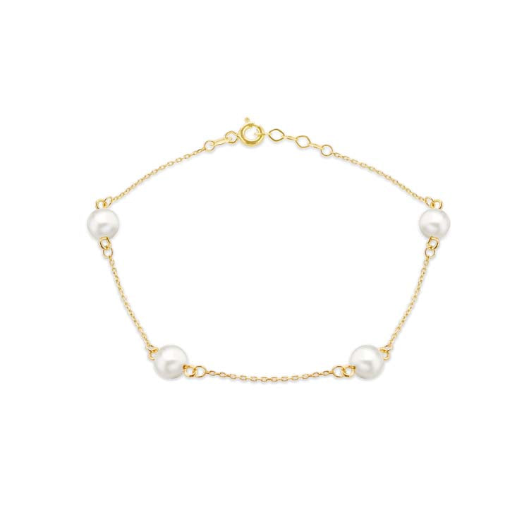 9K Yellow Gold Freshwater Pearl Bracelet Elegant Contemporary Style