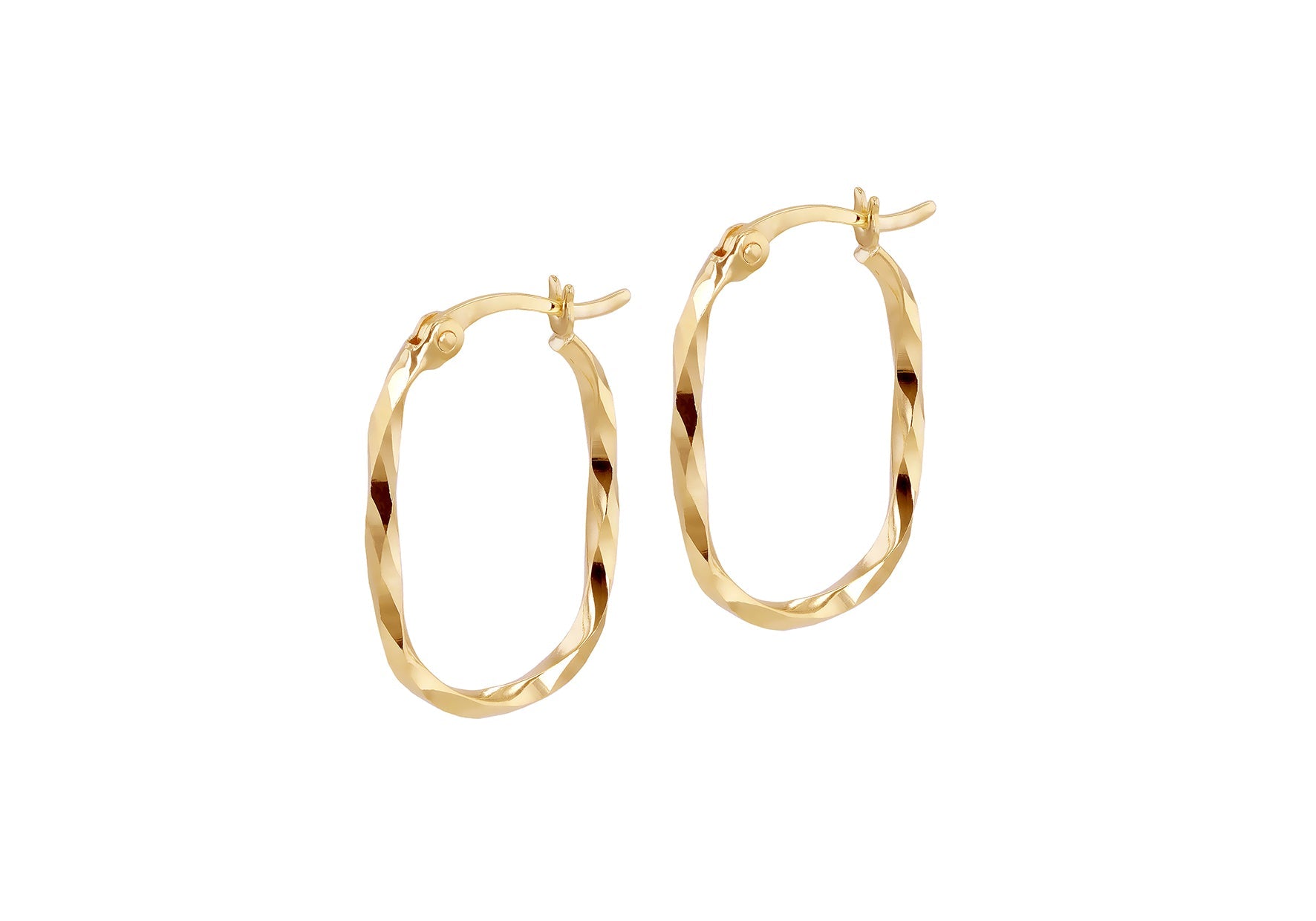 9K Yellow Gold Twist Oval Earrings Elegant Contemporary Design