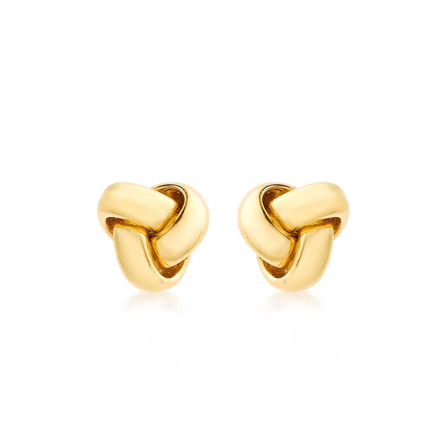 9K Yellow Gold Knot Stud Earrings 8mm Elegant Polished Finish