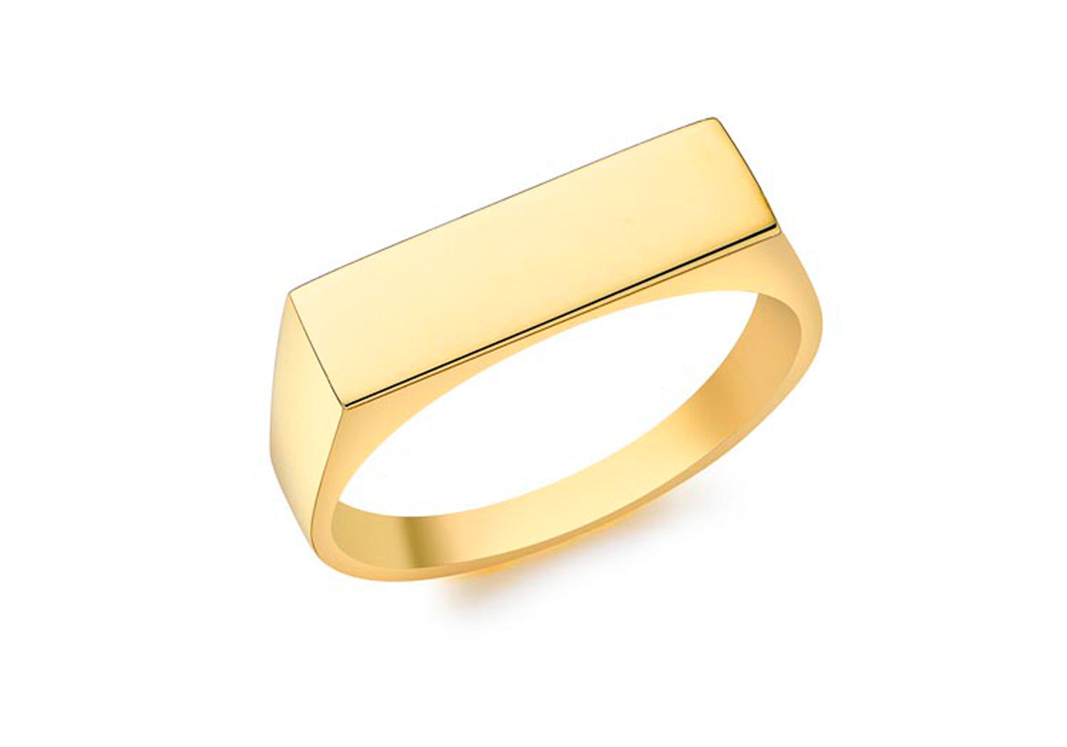 9K Yellow Gold Signet Ring Elegant Polished Rectangular Design