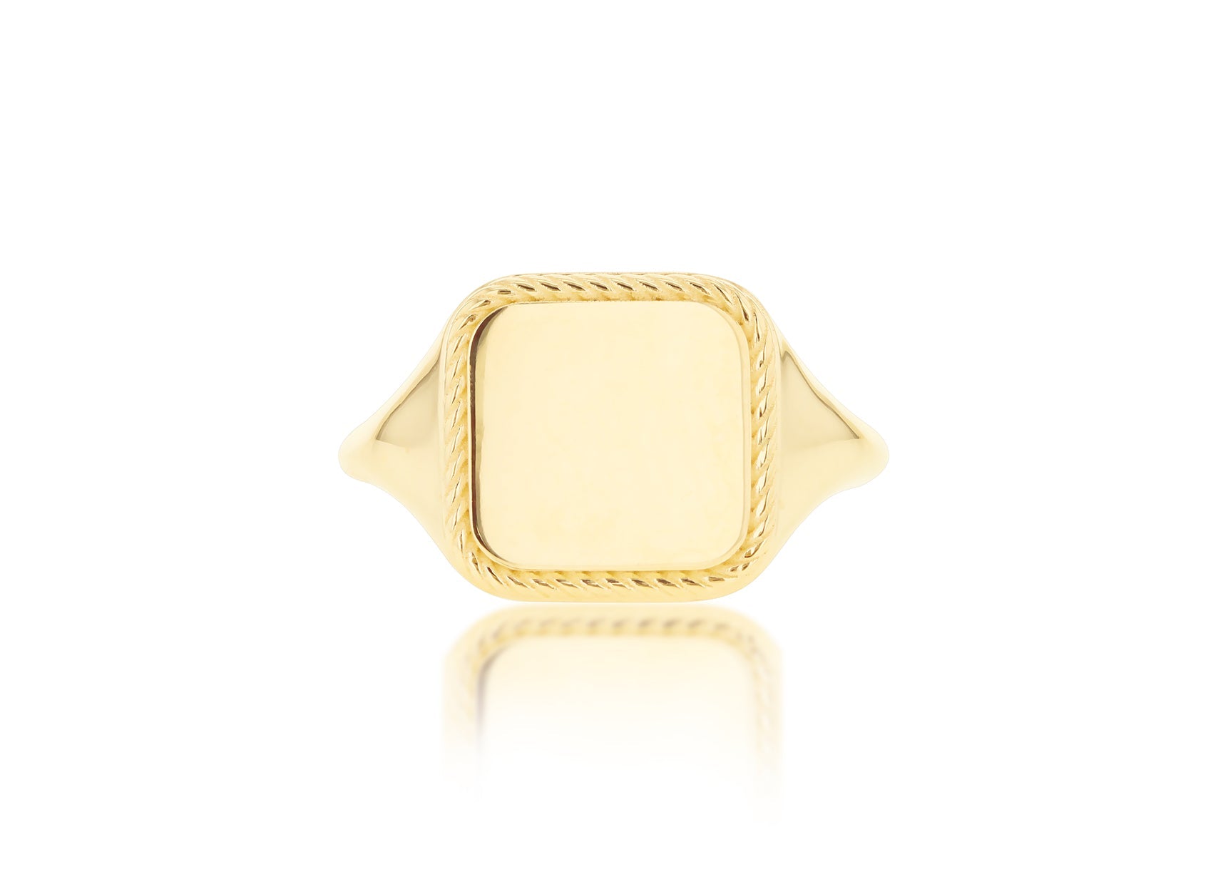 9K Yellow Gold Signet Ring Elegant Square Rope Design for Women