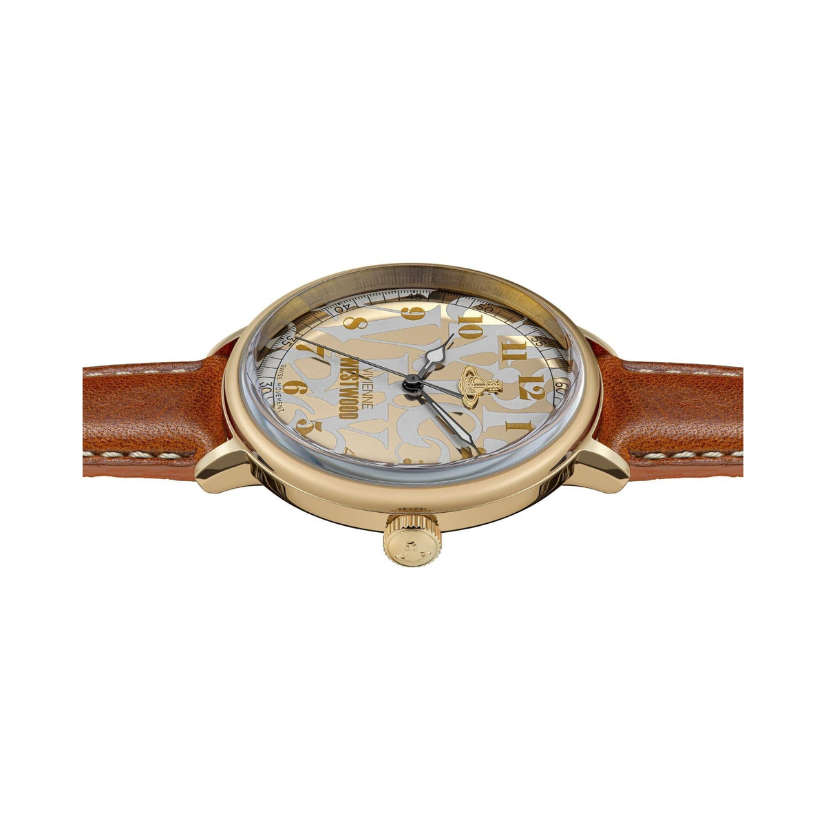 Vivienne Westwood Cavendish Gold 48mm Brown Leather Watch, alternate view