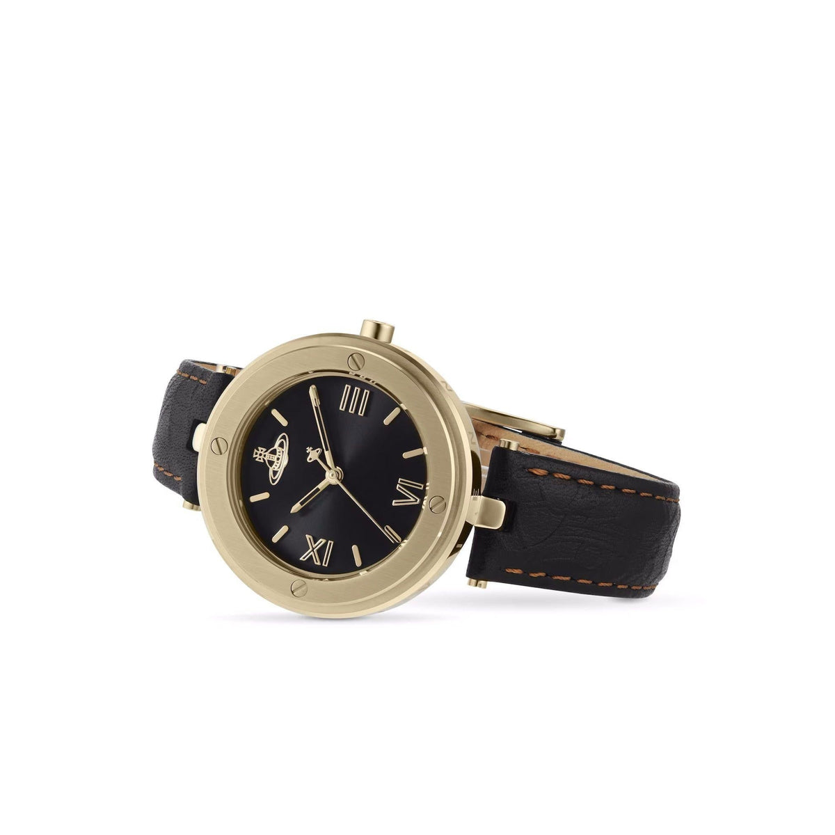 Vivienne Westwood Whitehall Gold 34mm Black Leather Watch, alternate view