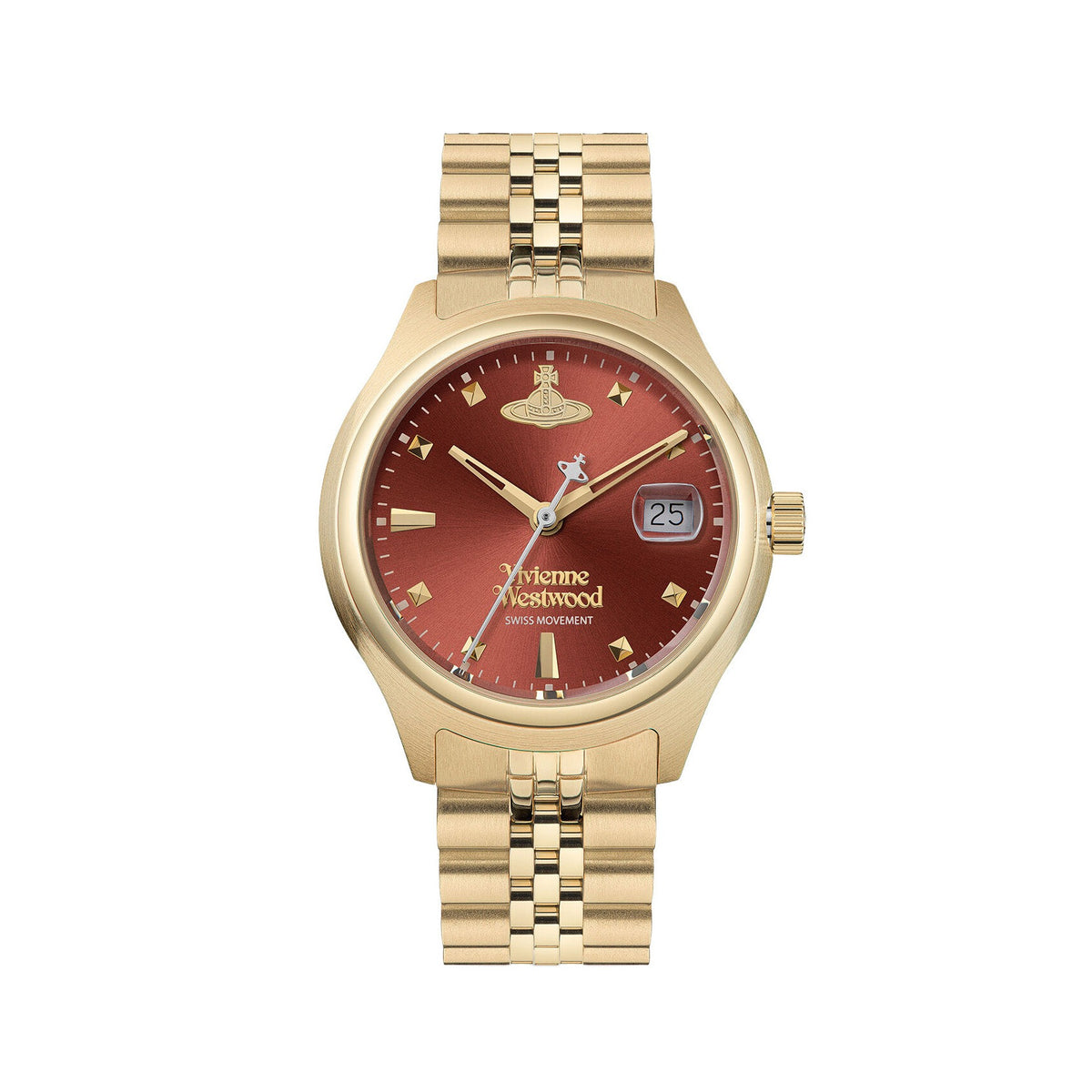 Vivienne Westwood Little Camberwell Red Dial Gold Strap Watch