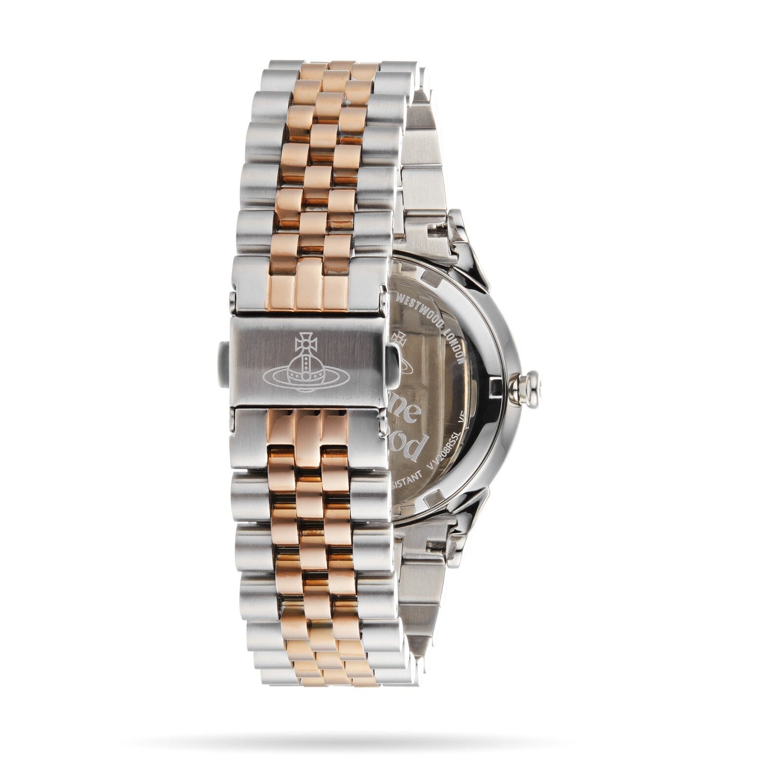 Vivienne Westwood Wallace women's watch with a silver dial and two tone stainless steel bracelet.