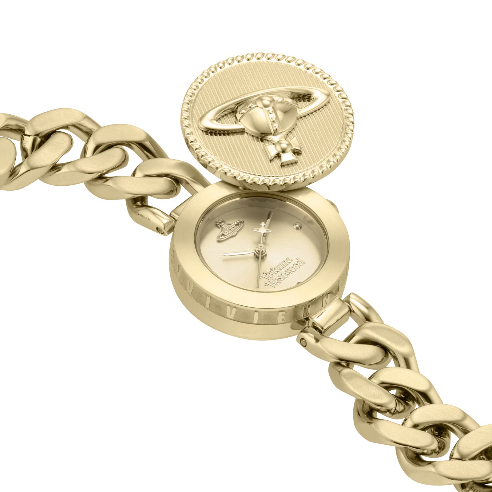 Vivienne Westwood Orb Button Gold Dial Stainless Steel Women's Watch VV323CPGD