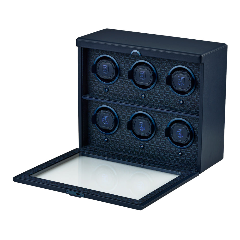 WOLF Earth 6 Piece Watch Winder in Midnight Blue