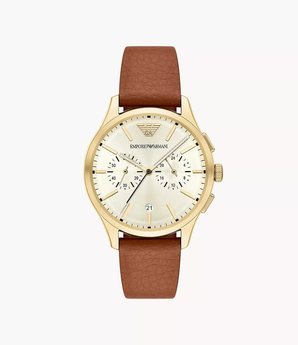 Emporio Armani Chronograph Brown Leather Watch AR11714