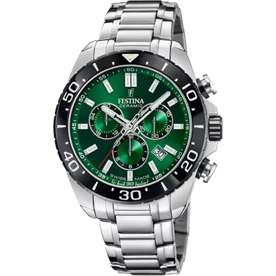 Festina Swiss Made Green Dial Stainless Steel Bracelet Men's Watch F20042/3