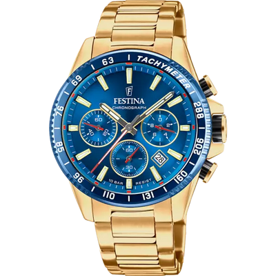 Festina Timeless Chronograph Blue Dial Stainless Steel 316L Strap Men's Watch