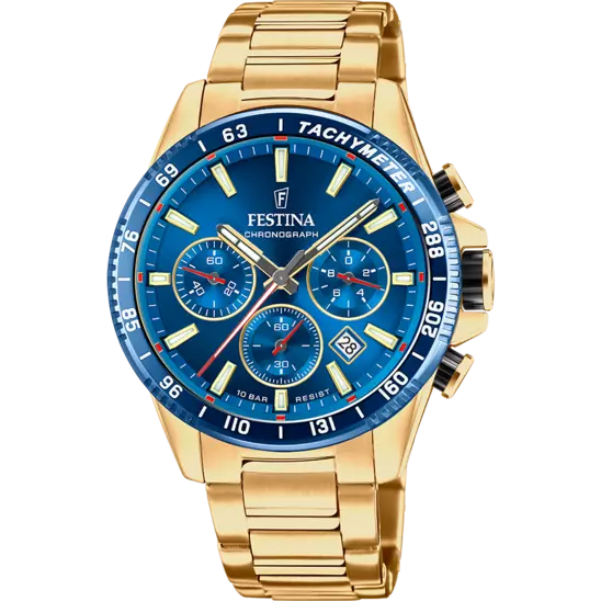Festina Timeless Chronograph Blue Dial Stainless Steel 316L Strap Men's Watch