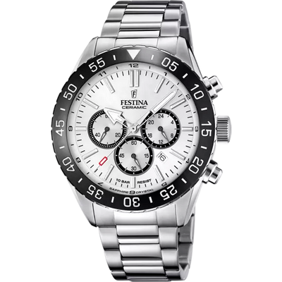 Festina White Black Dial Stainless Steel Strap Men's Watch