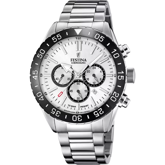 Festina White Black Dial Stainless Steel Strap Men's Watch