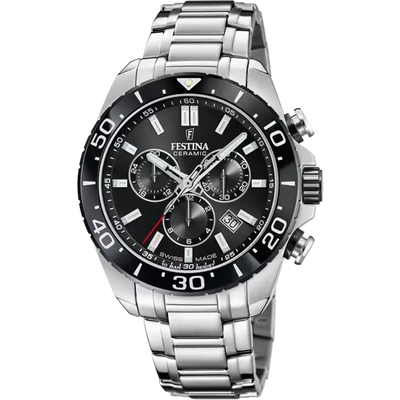 Festina Swiss Made Black Dial Stainless Steel Bracelet Men's Watch F20042/4