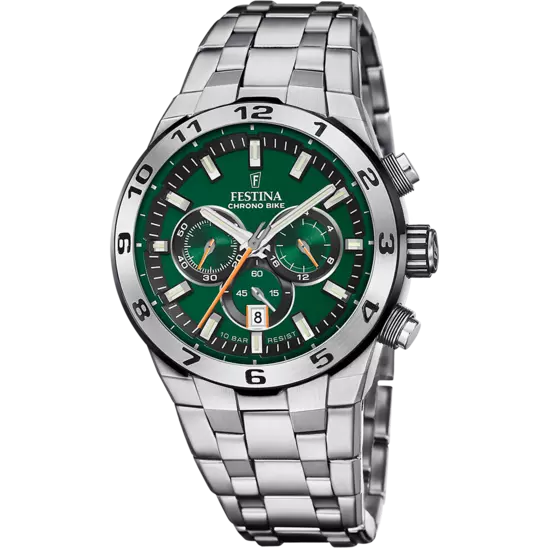 Festina Chrono Bike Green Dial Stainless Steel Strap Men's Watch F20670/2