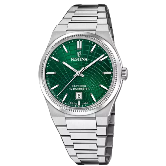 Festina Swiss Made Green Dial Stainless Steel Bracelet Men's Watch F20051/5