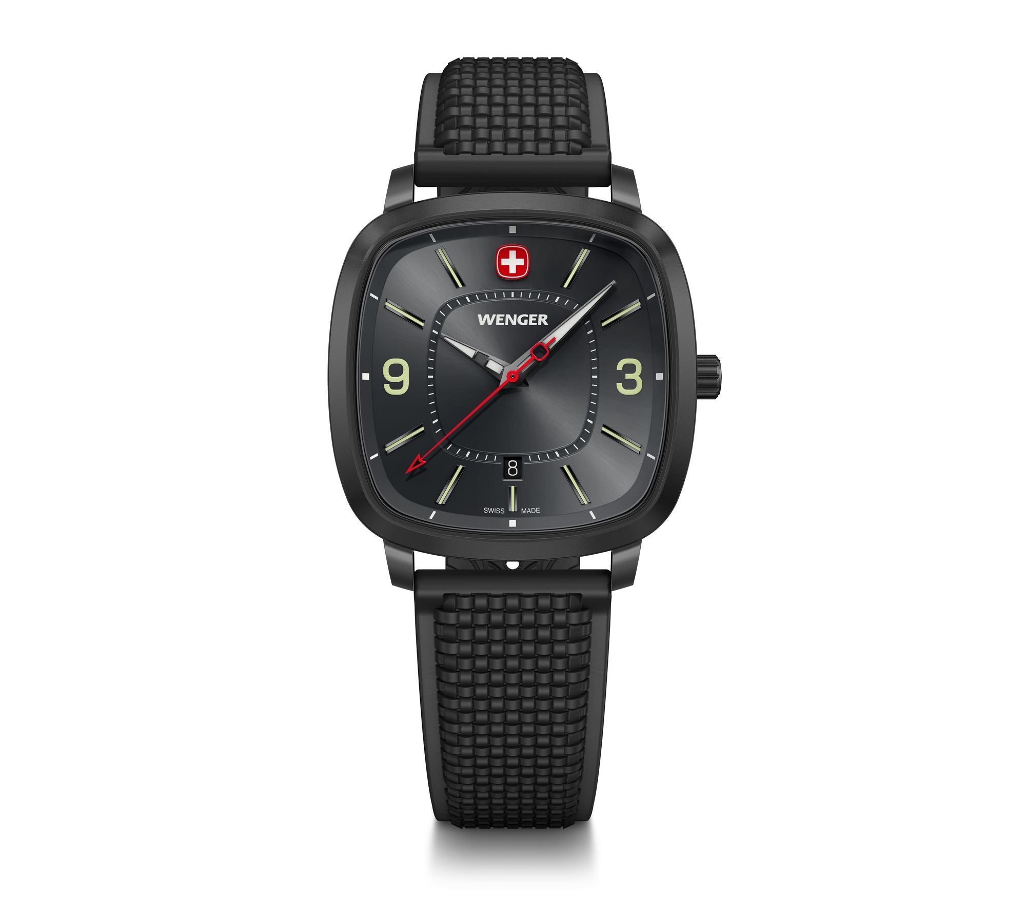 Wenger Vintage Sport 37mm Black Dial Silicone Strap Watch 01.1921.113