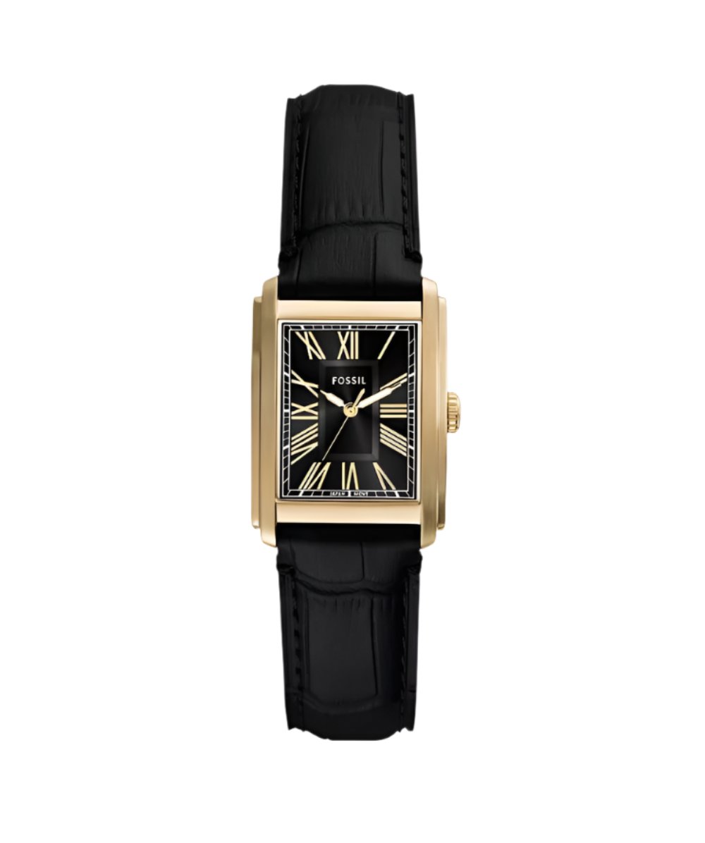 Fossil Carraway Black Croco Leather Black Dial Watch FS6091