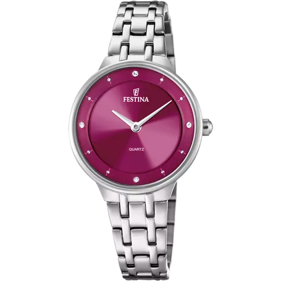 Festina Women's Sophisticated Stainless Steel Watch with Bordeaux Dial F20600/2