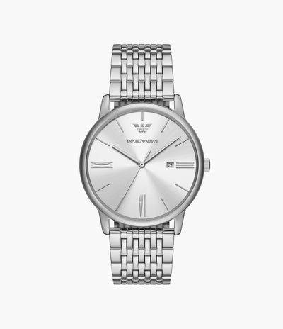 Emporio Armani Three-Hand Date White Dial Stainless Steel Watch AR11599