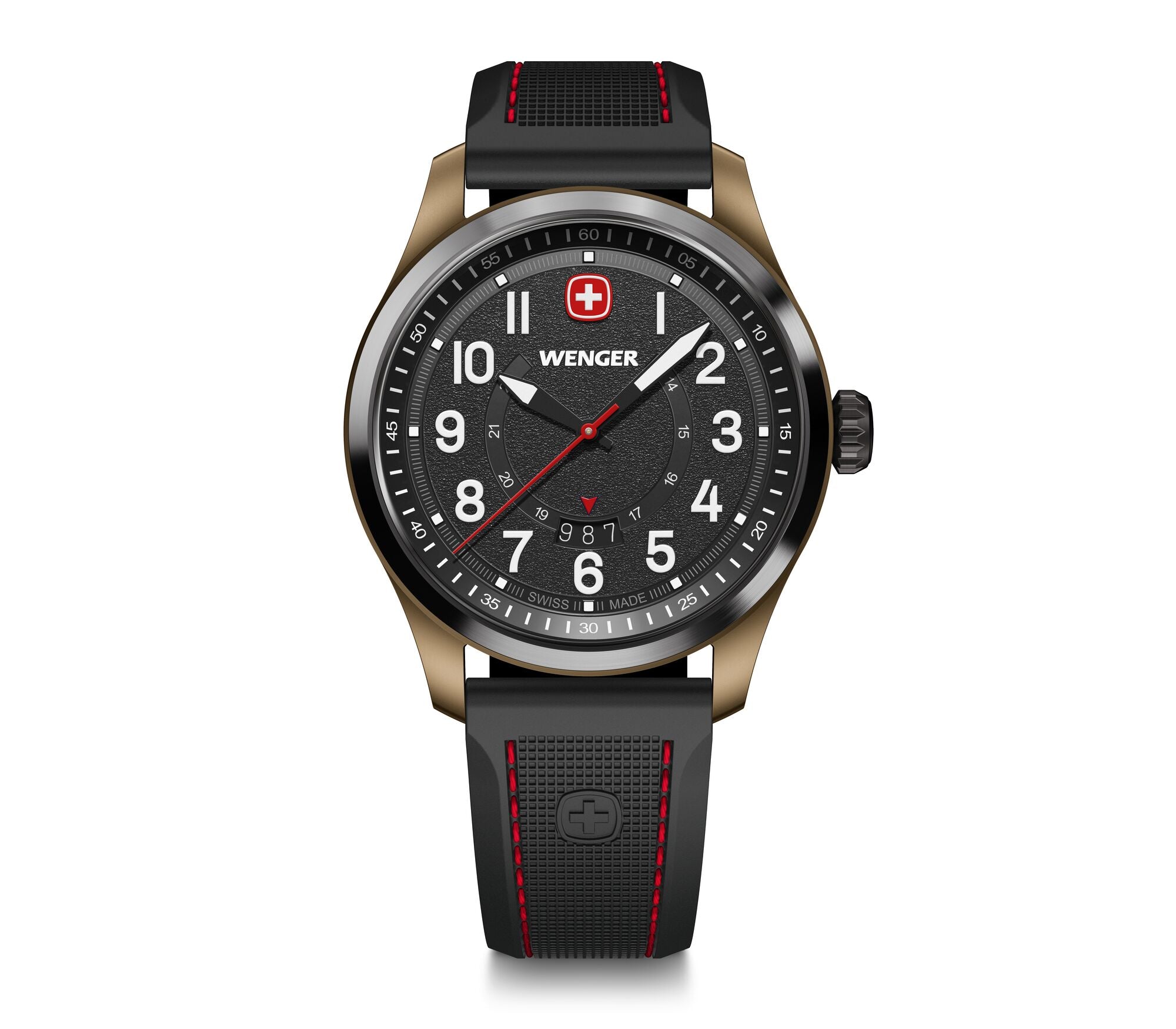 Wenger Terragraph 43 mm Black Dial Silicone Watch 01.0541.124