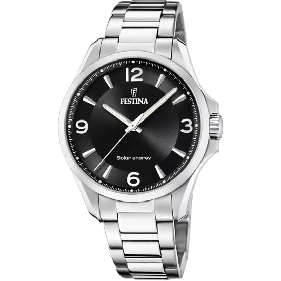 Elegant Festina Men's Watch with Silver Stainless Steel Strap and Black Dial F20656/4