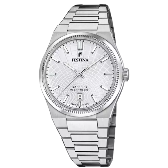 Festina Swiss Made Silver Dial Stainless Steel Bracelet Men's Watch F20051/1
