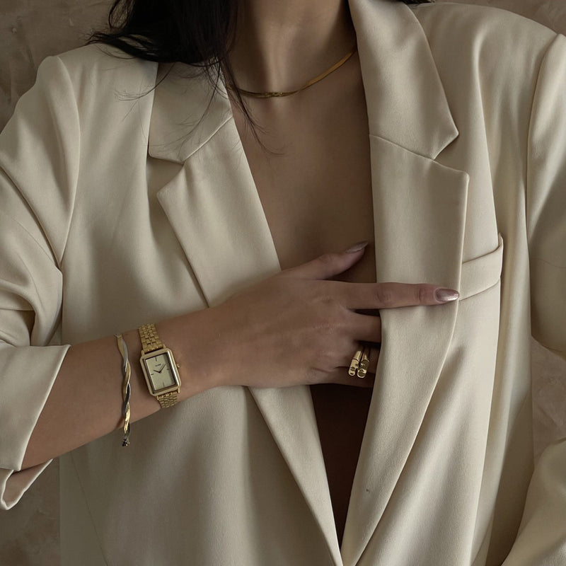 CLUSE Fluette Gold Sand Textured Gold Link Watch CW11511