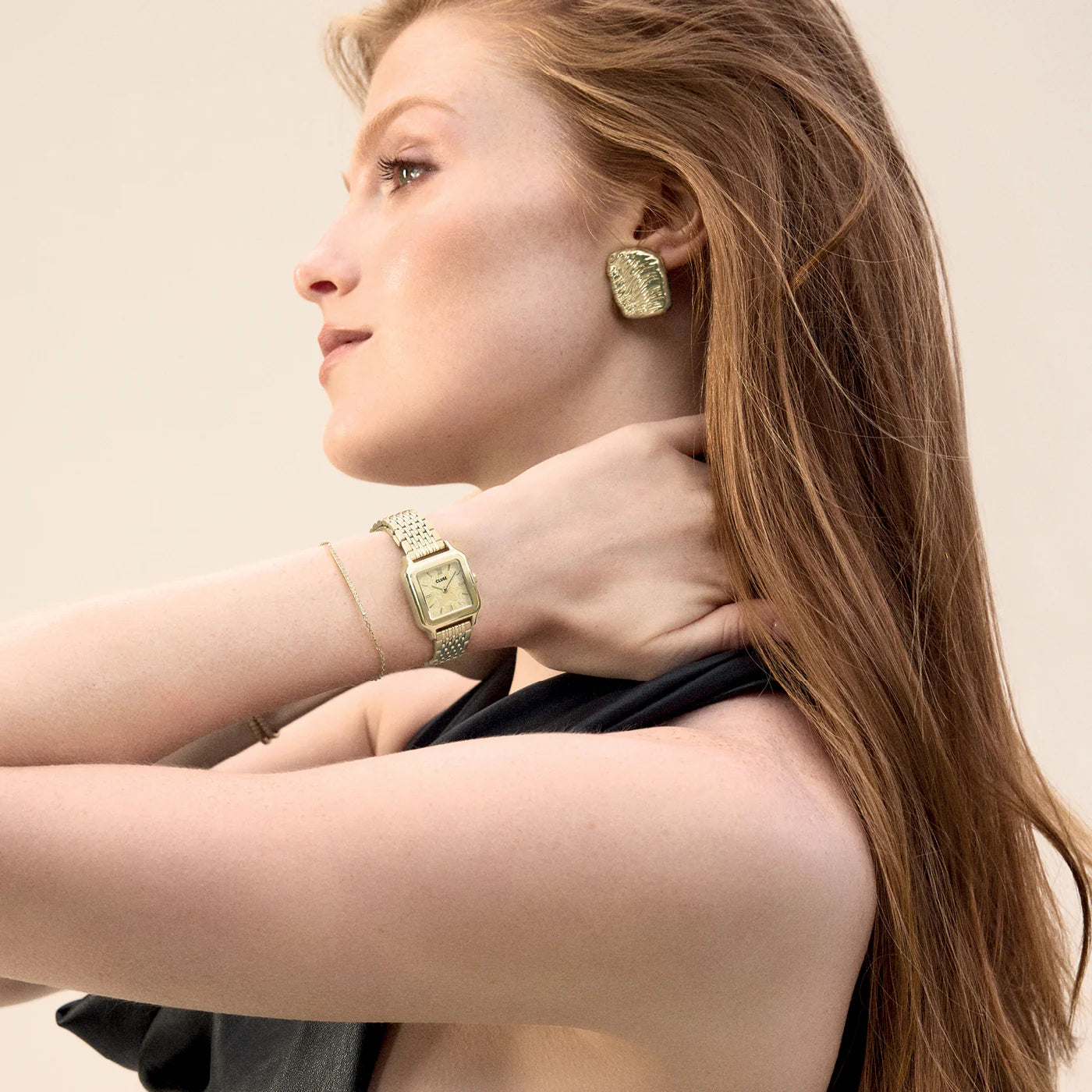 CLUSE Gracieuse Petite Stainless Steel Lace Textured Dial Gold Women's Watch CW11825