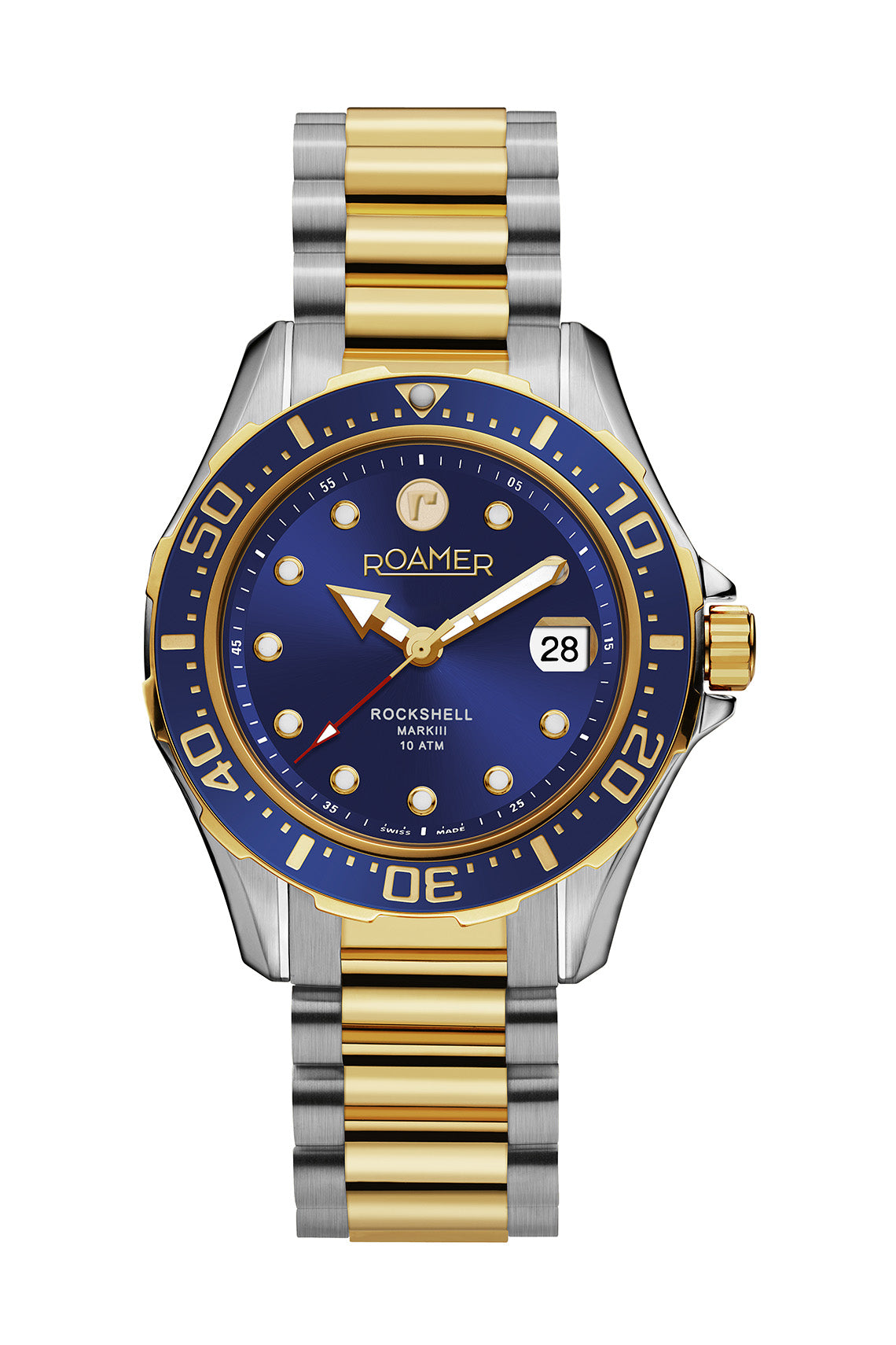 Roamer Rockshell Mark III 42mm Blue Dial Two Tone Stainless Steel Strap Watch