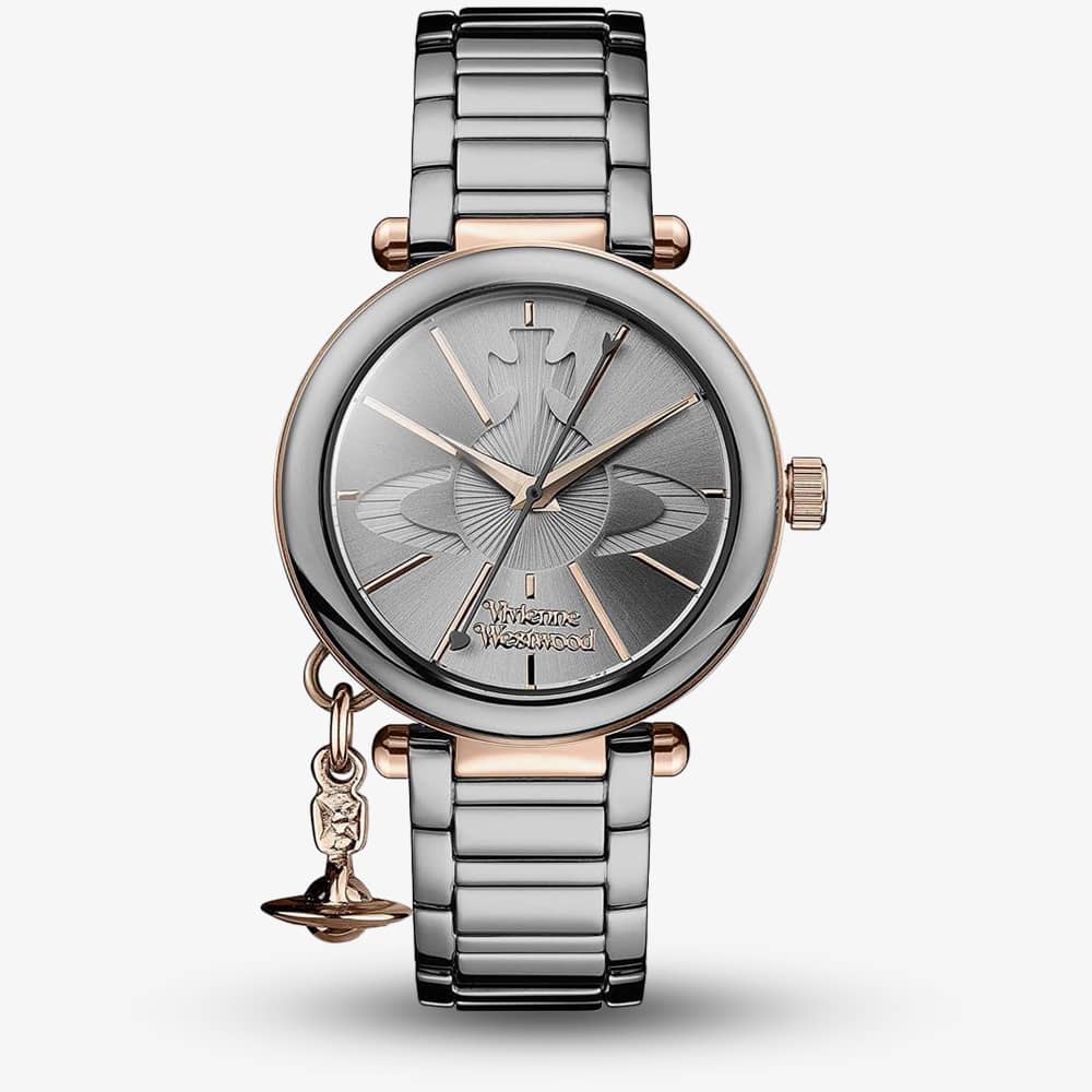 Vivienne Westwood Kensington women's watch with a grey dial and gunmetal stainless steel bracelet.