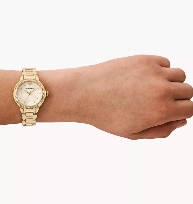 Armani Gold Tone Stainless Steel Watch with Cream Dial AR11609
