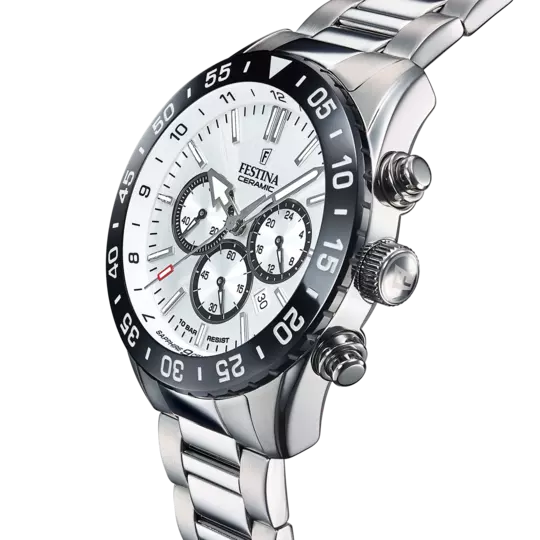 Festina White Black Dial Stainless Steel Strap Men's Watch