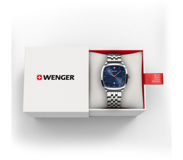Wenger Vintage Classic 37mm Blue Dial Stainless Steel Watch 01.1921.103