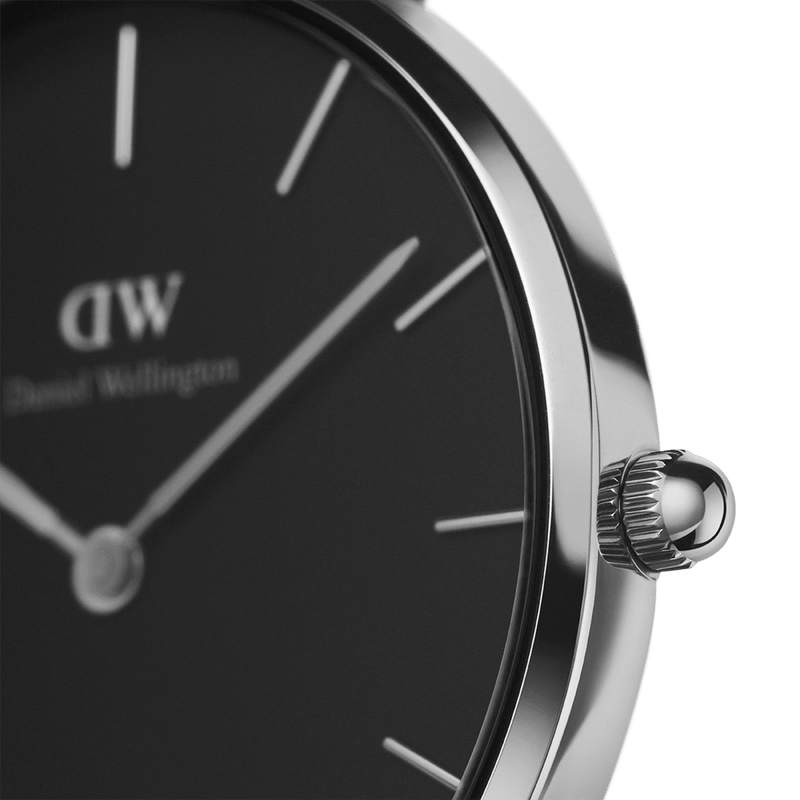 Daniel Wellington Petite 36mm Sterling Black Dial Watch DW00100304