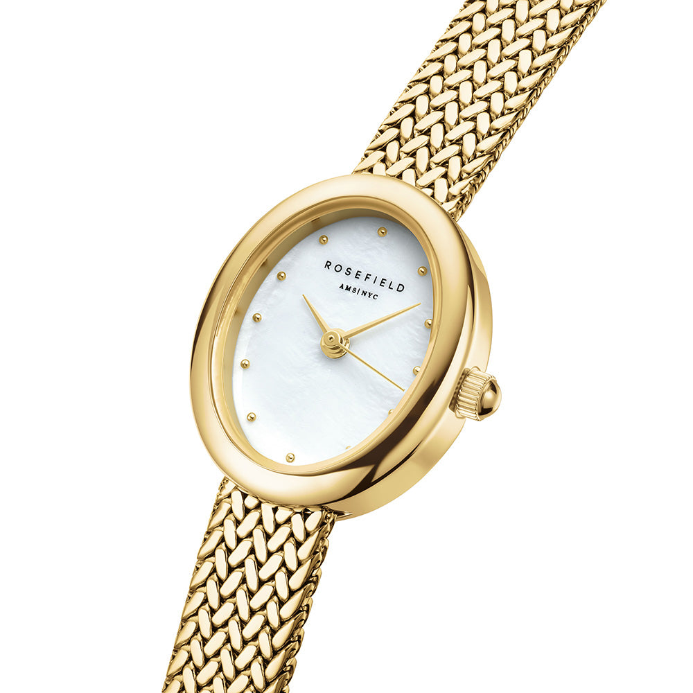 Rosefield Mini Oval Mother of Pearl Dial Stainless Steel Watch MWGMG-M02