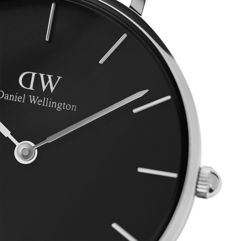 Daniel Wellington Petite 36mm Sterling Black Dial Watch DW00100304