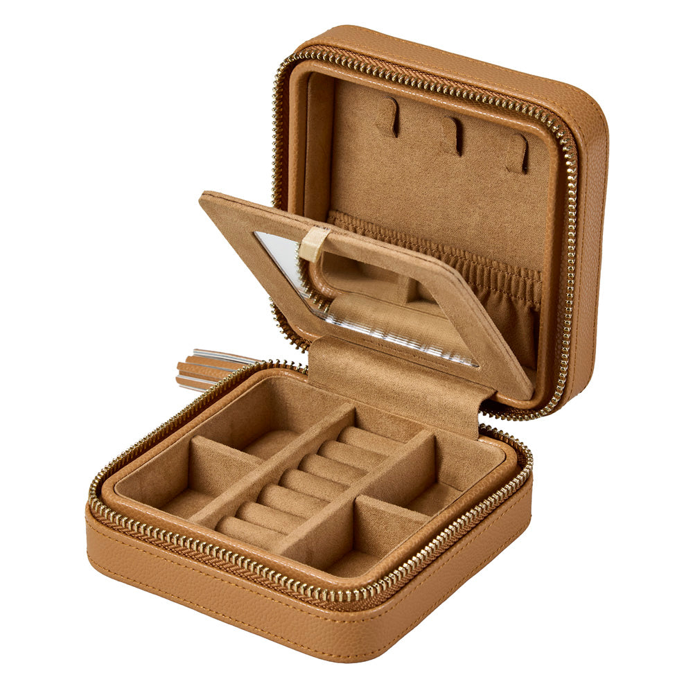 Wolf Lauren Zip Travel Case in caramel recycled vegan leather — view 3
