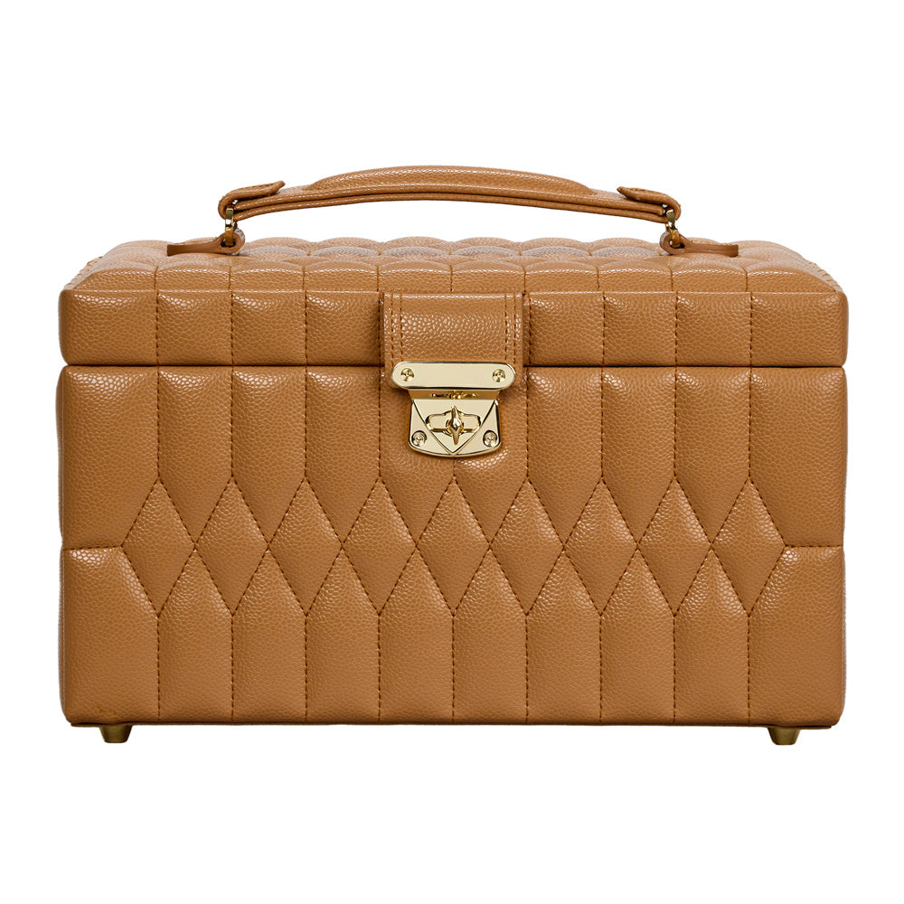 Wolf Lauren Medium Jewellery Box in caramel recycled vegan leather — view 2