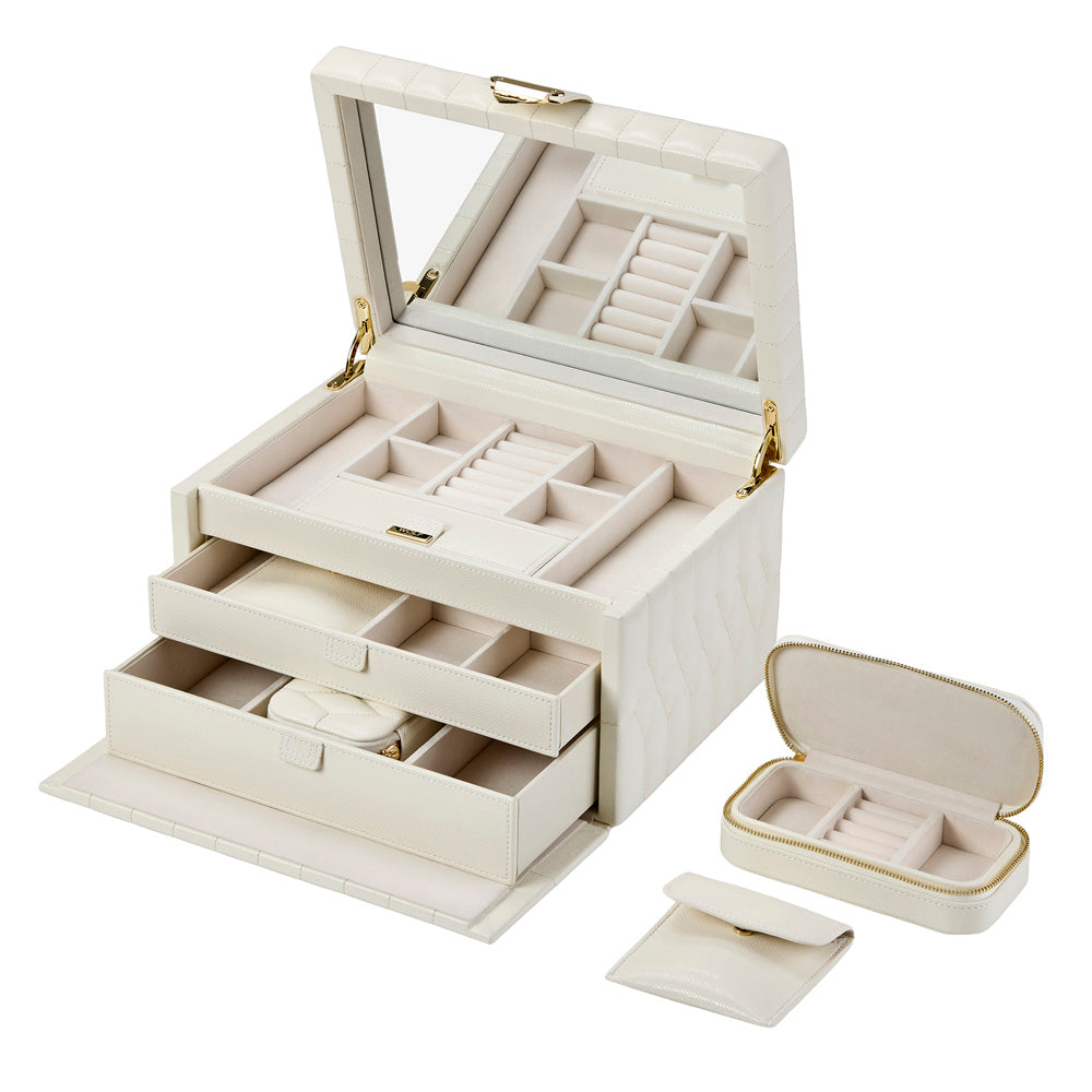 Wolf Lauren Medium Jewellery Box in ivory recycled vegan leather — view 3